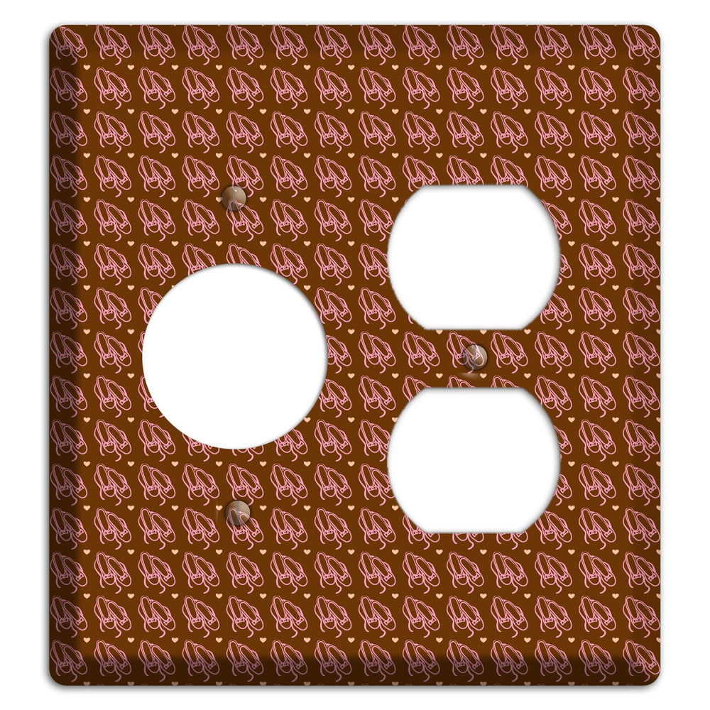 Brown with Pink Ballet Slippers Receptacle / Duplex Wallplate