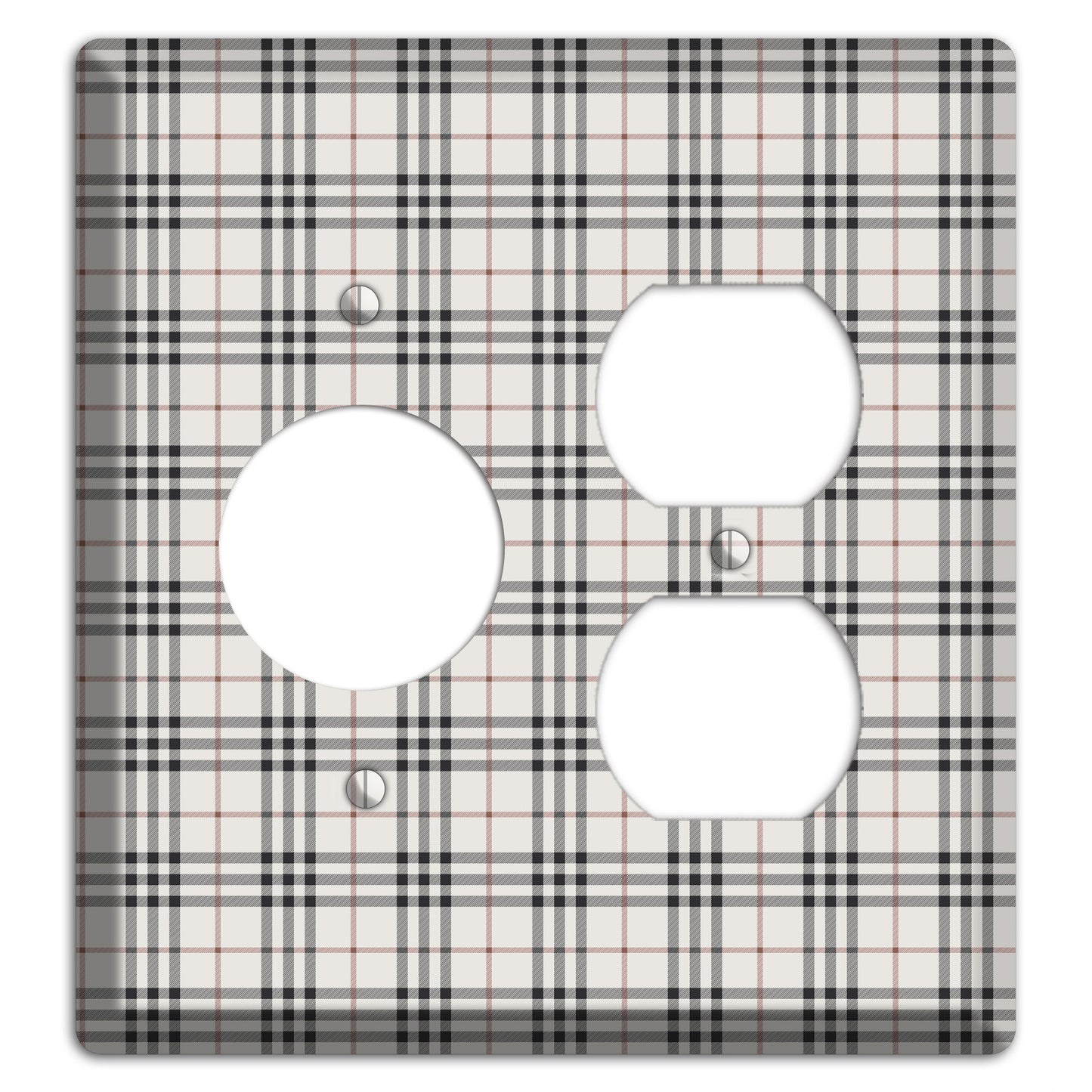 White and Black Plaid Receptacle / Duplex Wallplate