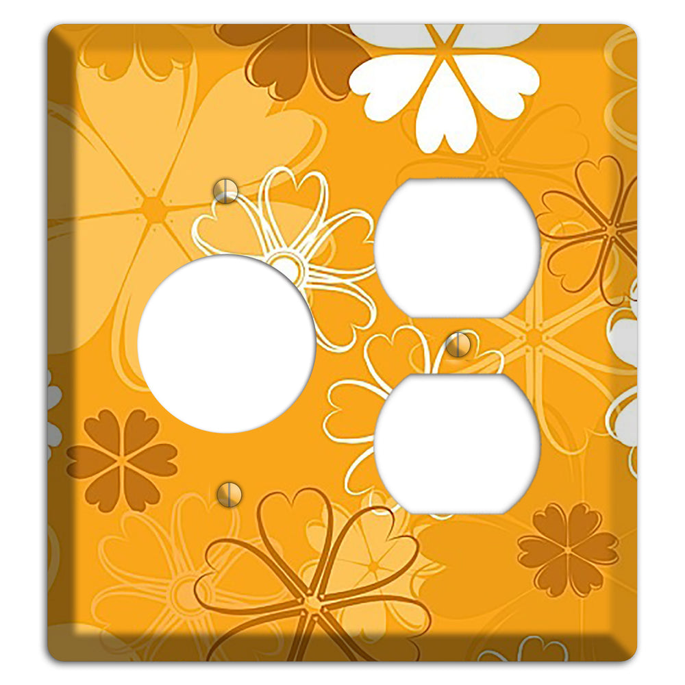 Orange Retro Flowers Receptacle / Duplex Wallplate