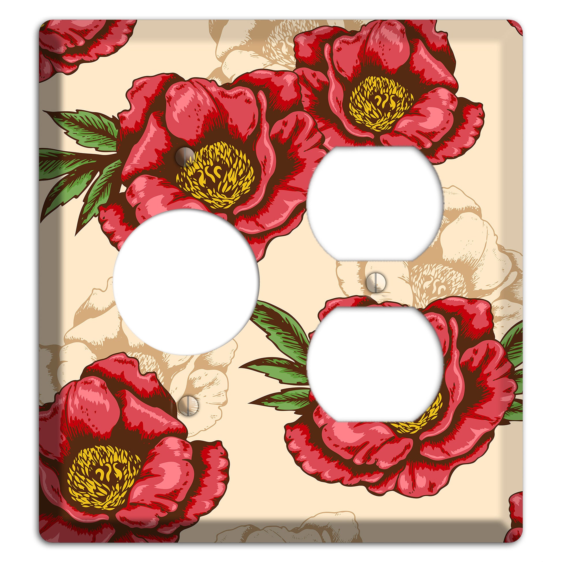 Red Peony Style A Receptacle / Duplex Wallplate