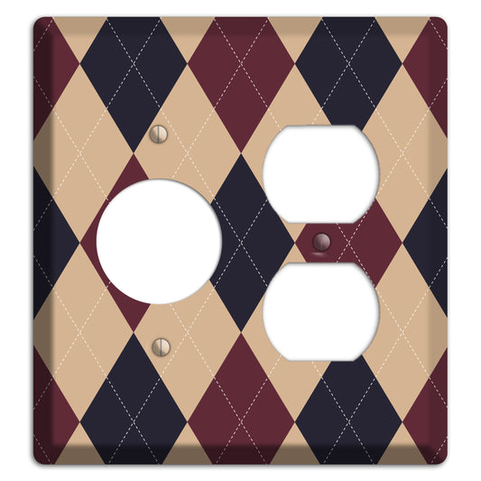 Brown and Tan Argyle Receptacle / Duplex Wallplate