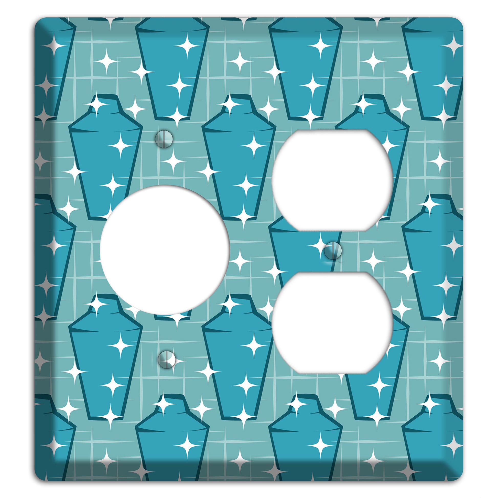 Blue and Teal Shaker Receptacle / Duplex Wallplate