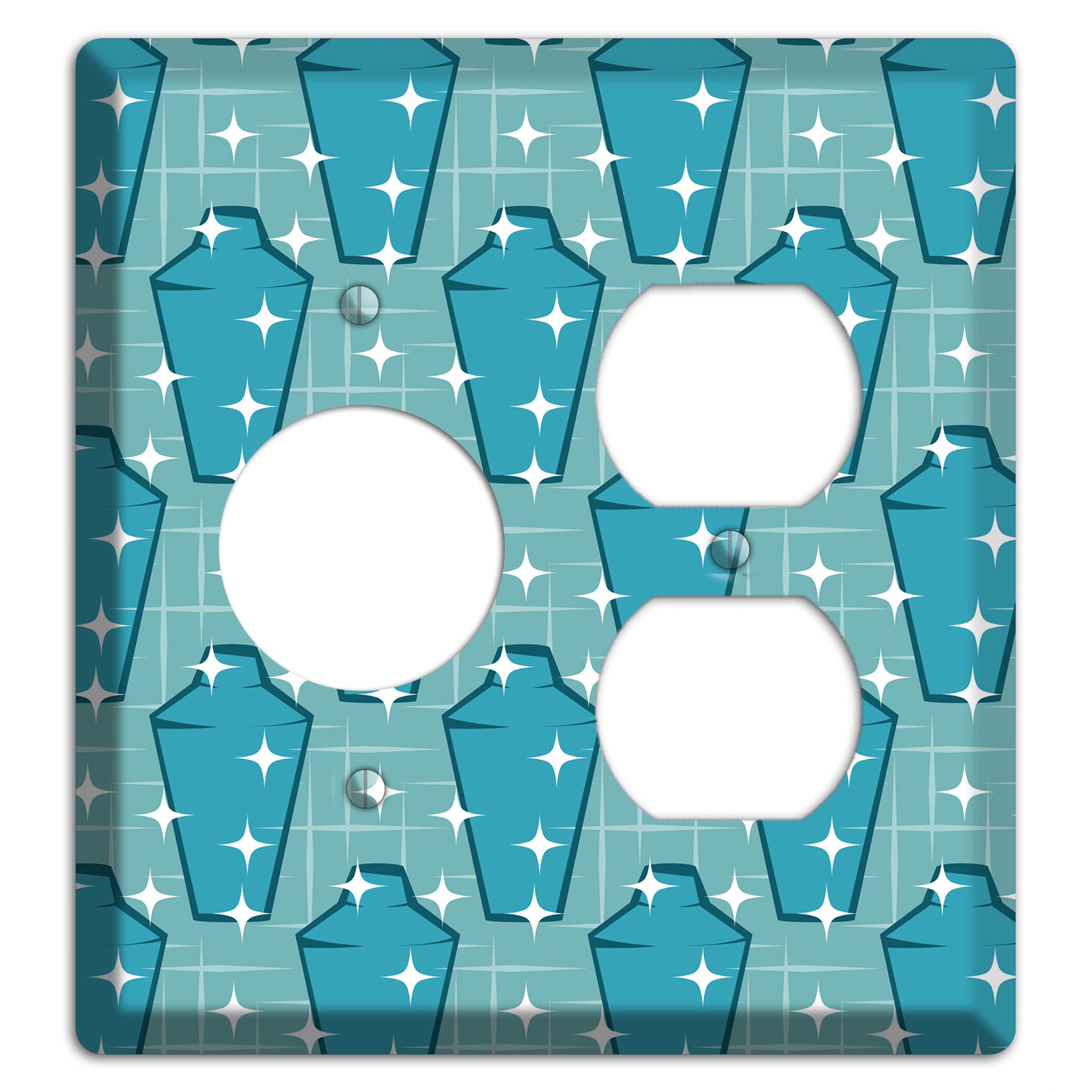 Blue and Teal Shaker Receptacle / Duplex Wallplate