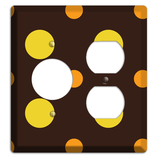Black with Yellow and Orange Multi Medium Polka Dots Receptacle / Duplex Wallplate