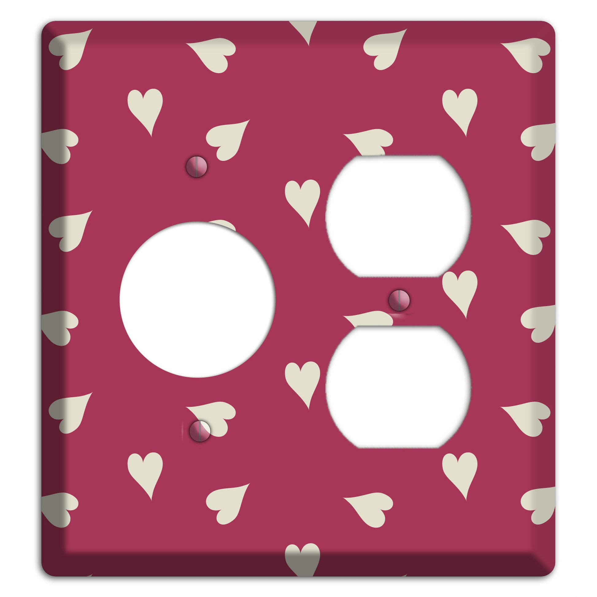 Fuschia with White Hearts Receptacle / Duplex Wallplate