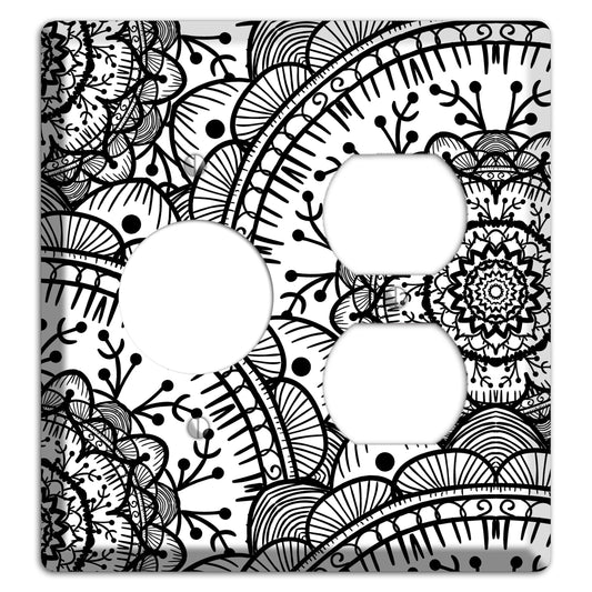 Mandala Black and White Style Q Cover Plates Receptacle / Duplex Wallplate