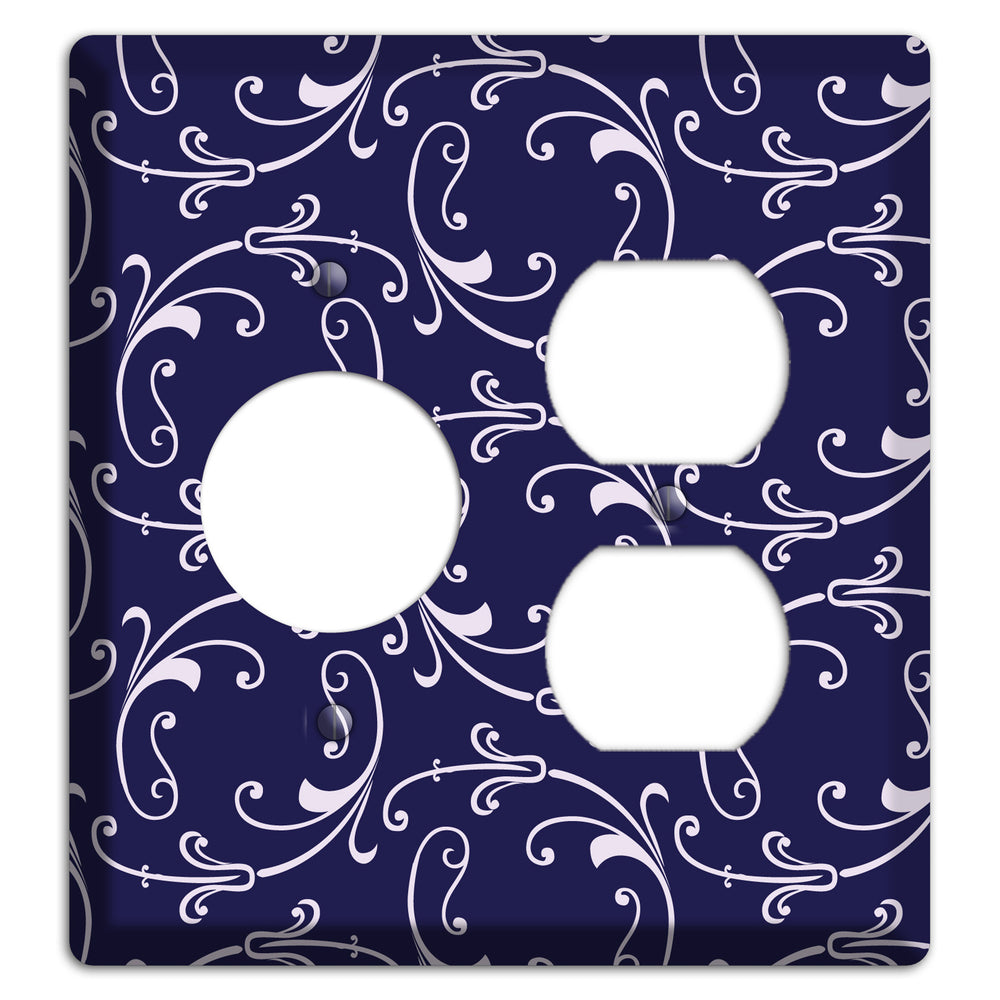 Navy Victorian Sprig Receptacle / Duplex Wallplate