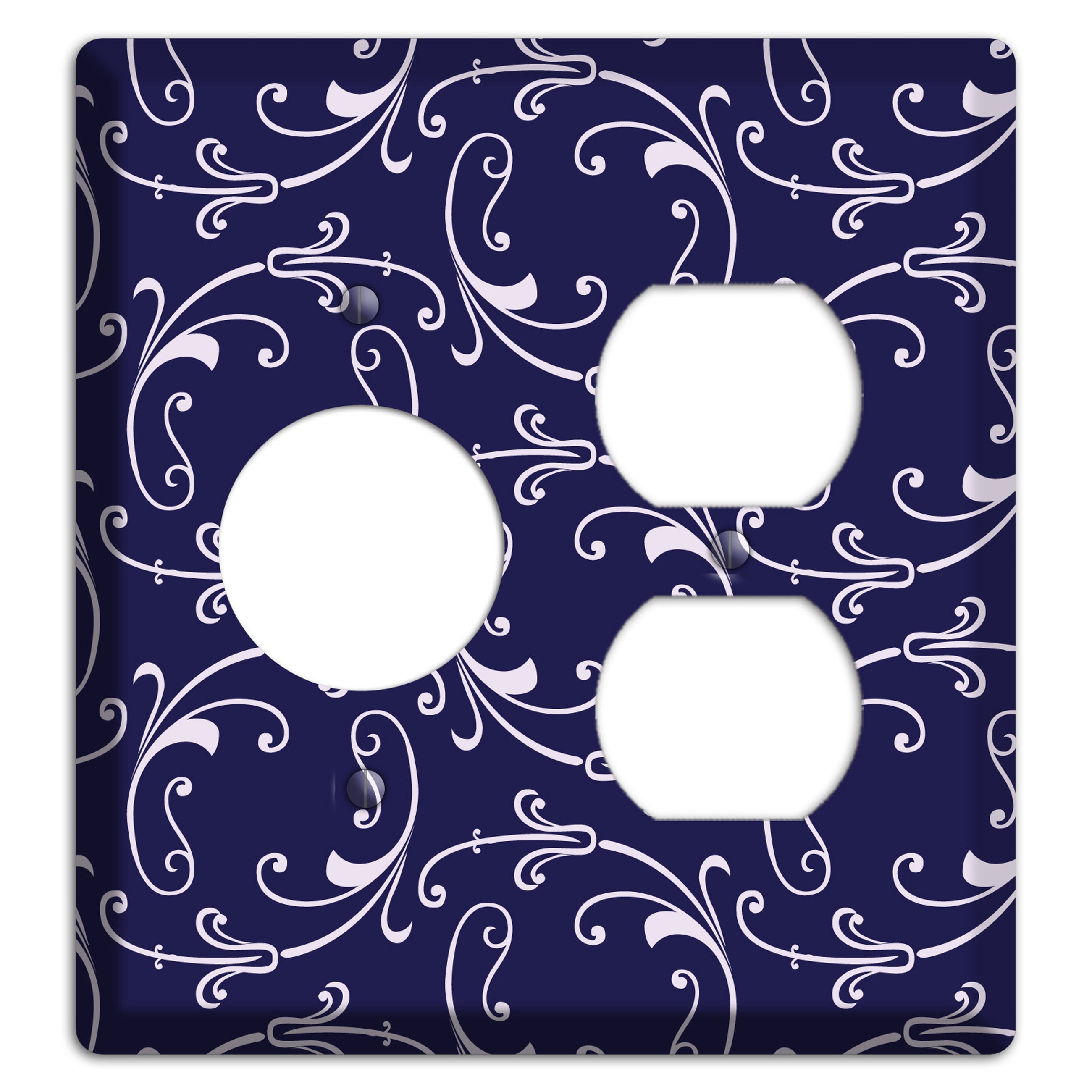 Navy Victorian Sprig Receptacle / Duplex Wallplate