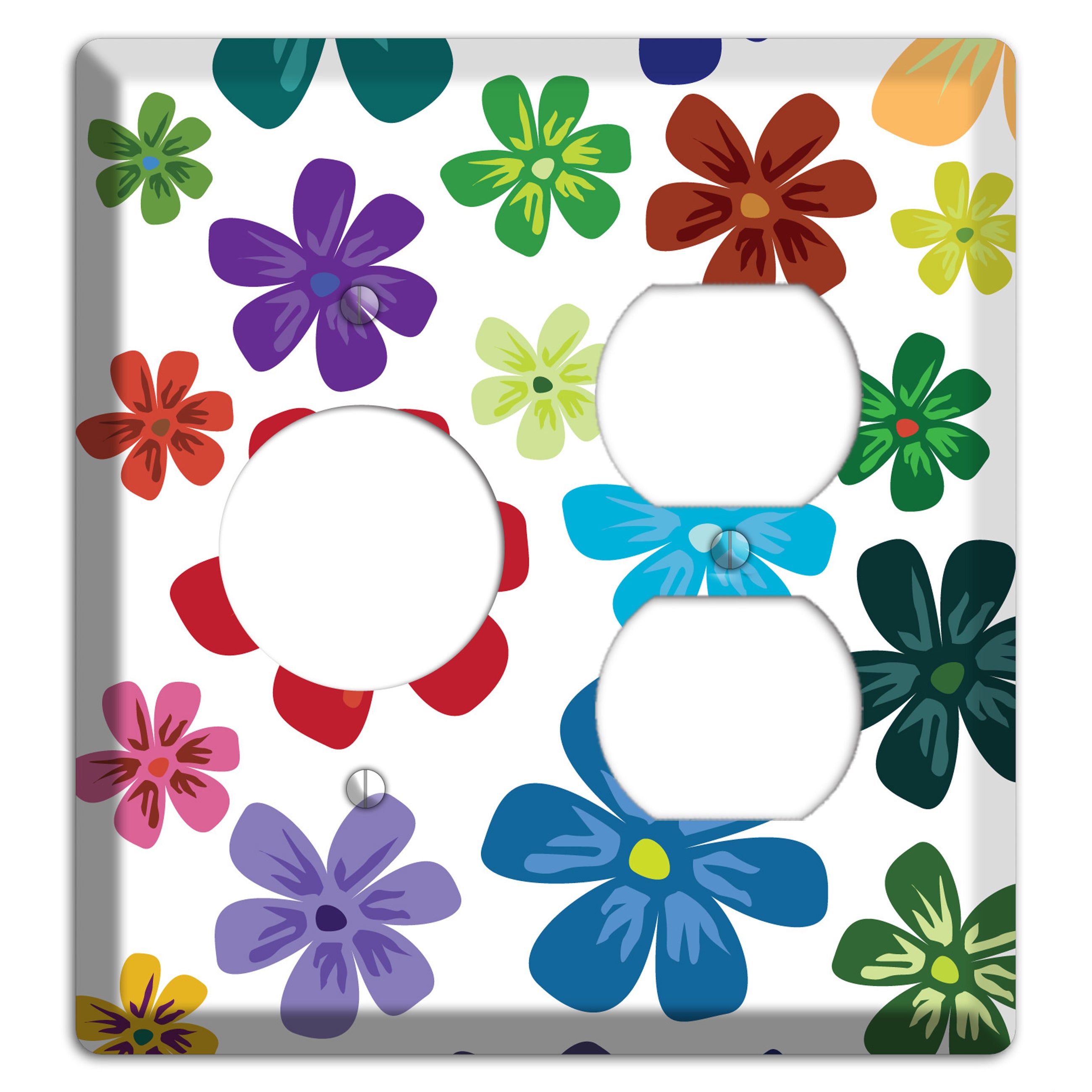 White Flowers Receptacle / Duplex Wallplate
