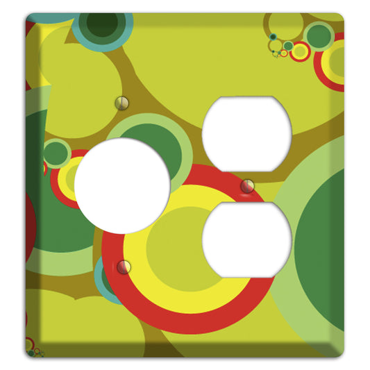 Green and Yellow Abstract Circles Receptacle / Duplex Wallplate