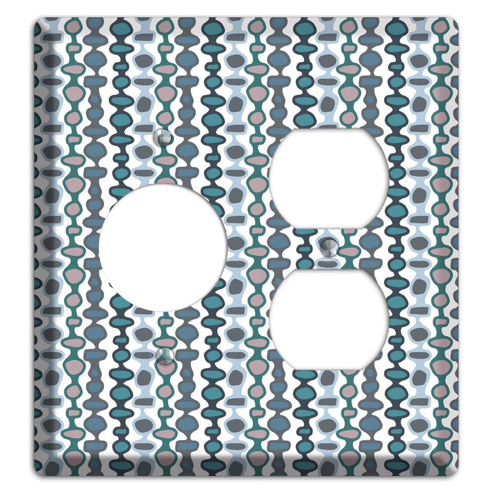 Grey and Multi Blue Bead and Reel Receptacle / Duplex Wallplate