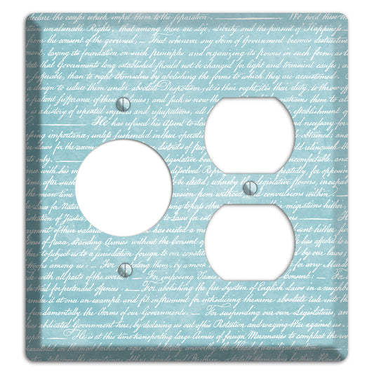 Blue Stained Script Receptacle / Duplex Wallplate