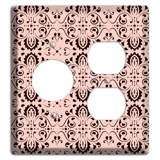 Coral Tapestry Cartouche Receptacle / Duplex Wallplate