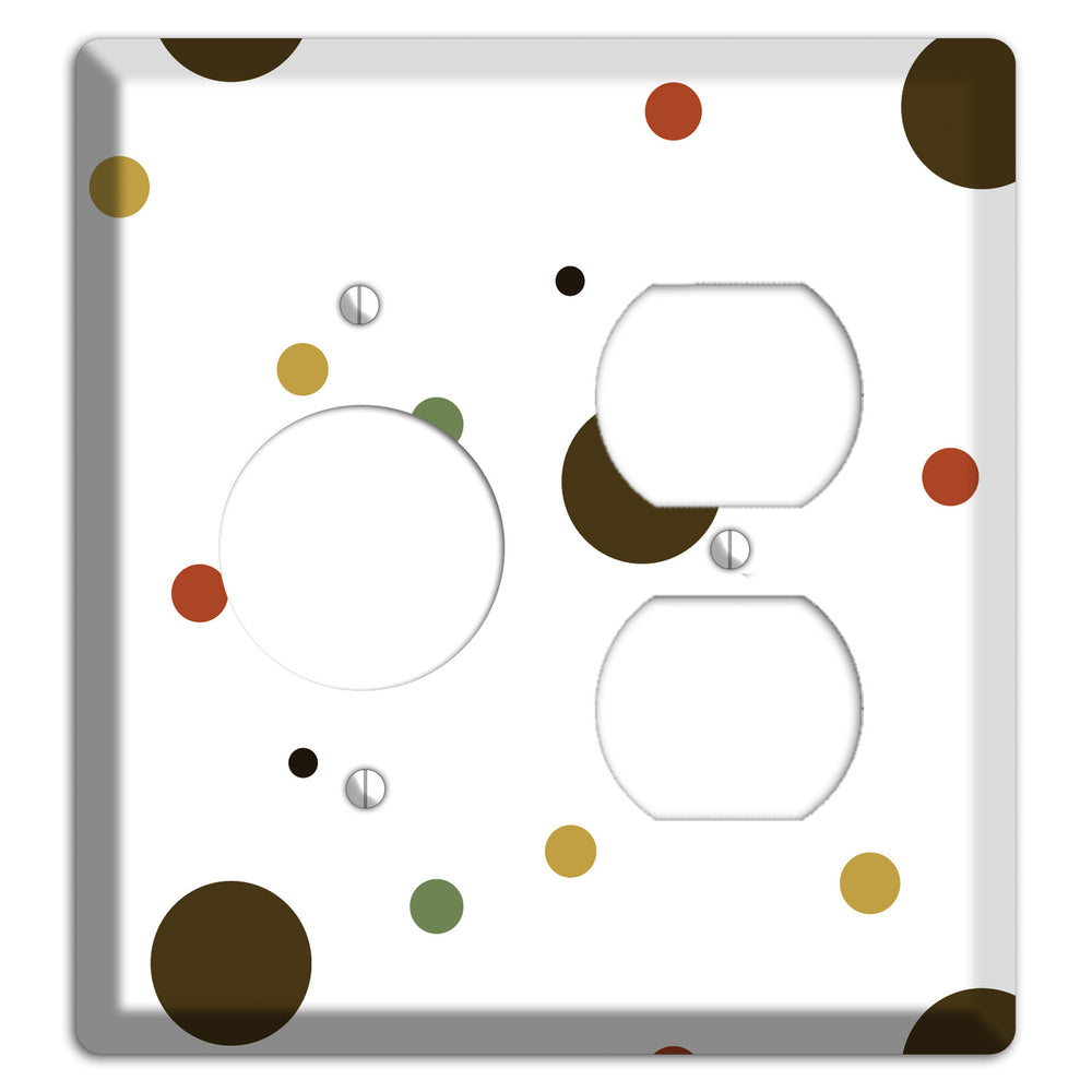 White with Multi Brown Multi Medium Dots Receptacle / Duplex Wallplate