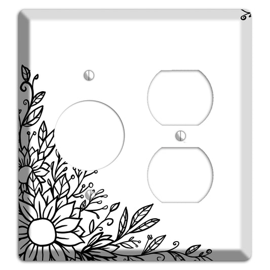 Hand-Drawn Floral 6 Receptacle / Duplex Wallplate