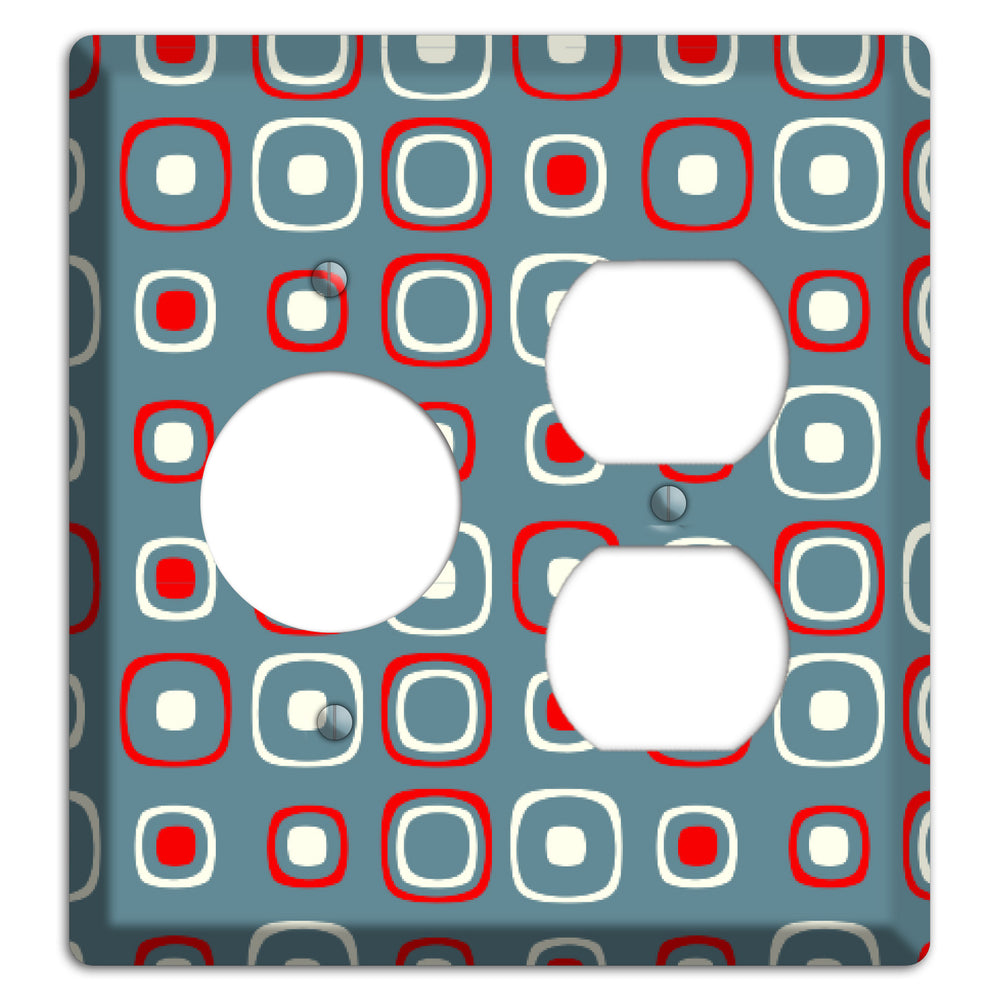 Blue and Red Rounded Squares Receptacle / Duplex Wallplate