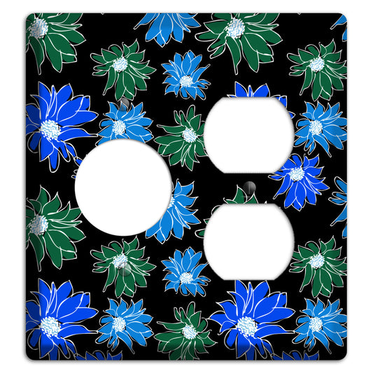 Blue and Green Flowers Receptacle / Duplex Wallplate