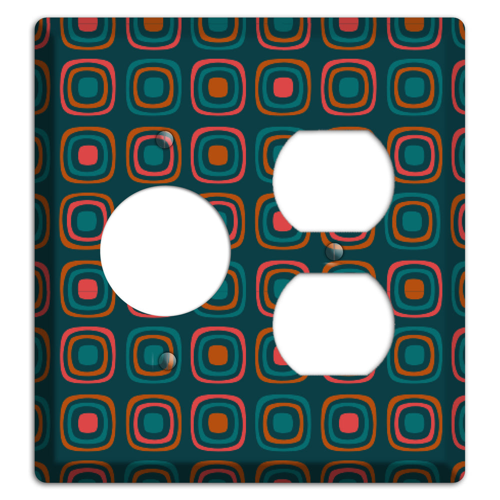 Teal and Pink Rounded Squares Receptacle / Duplex Wallplate