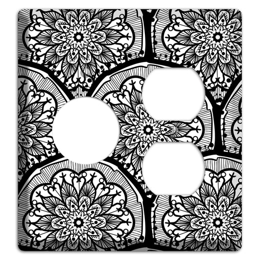 Mandala Black and White Style A Cover Plates Receptacle / Duplex Wallplate