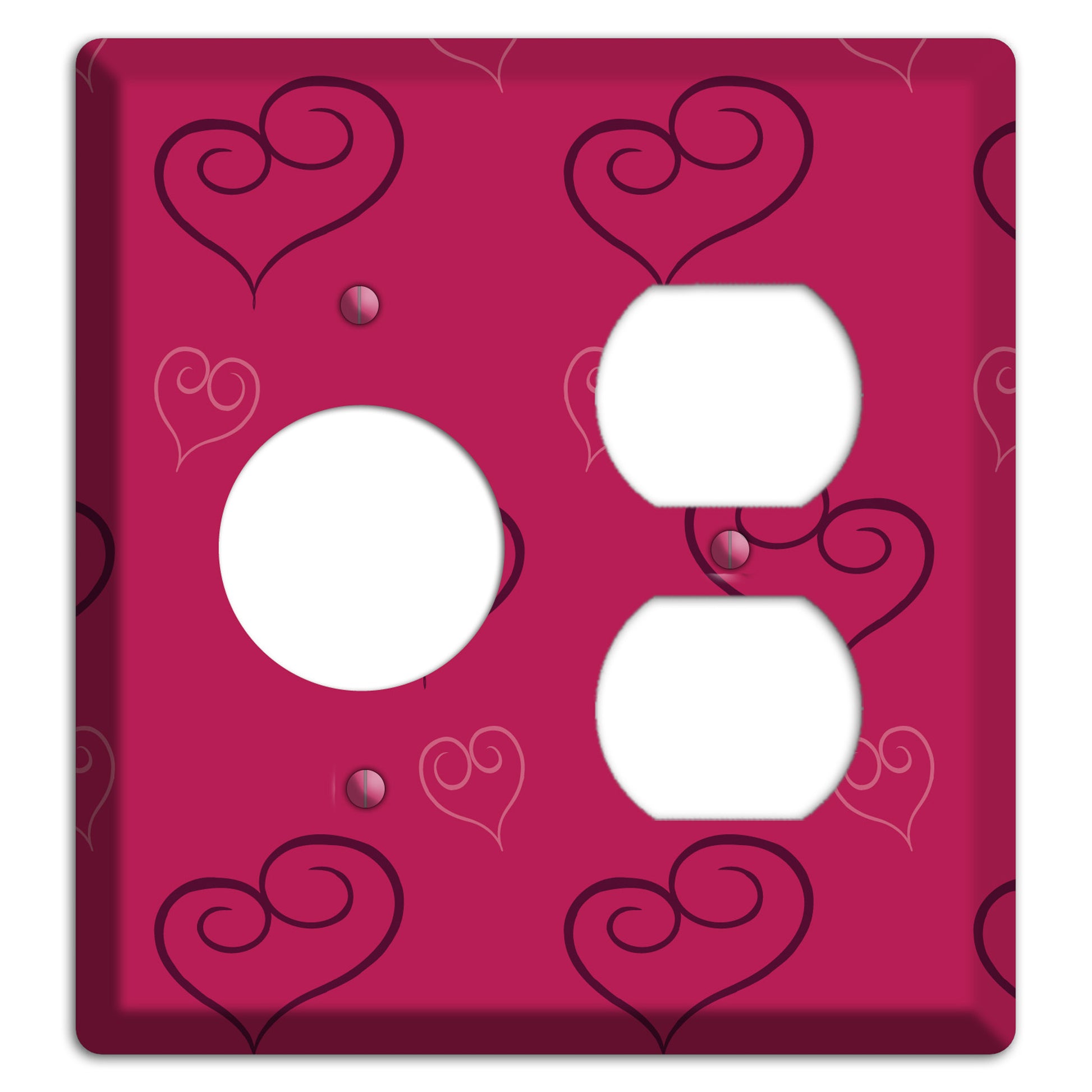Fuschia Scroll Heart 2 Receptacle / Duplex Wallplate
