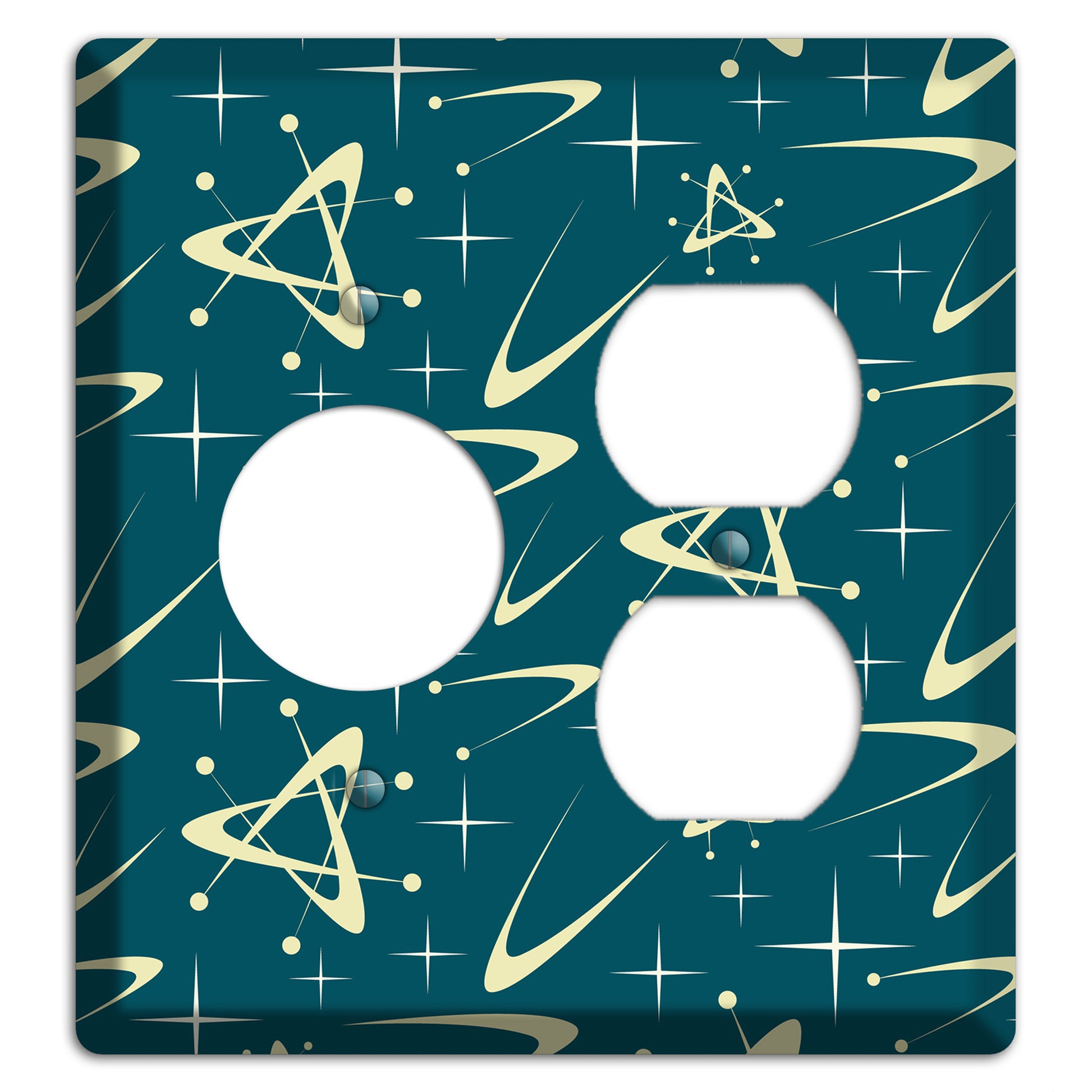 Teal and Yellow Atomic Receptacle / Duplex Wallplate