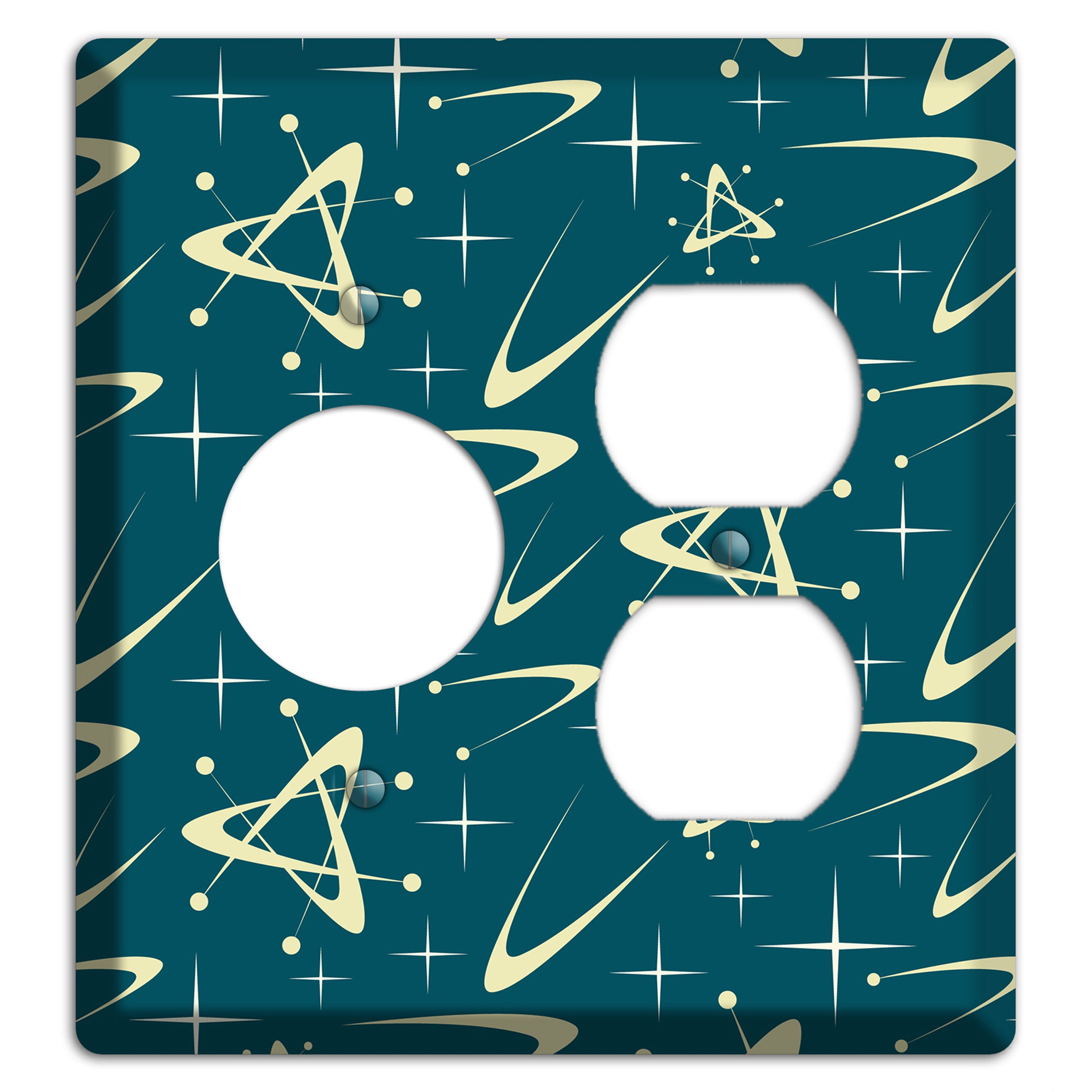 Teal and Yellow Atomic Receptacle / Duplex Wallplate