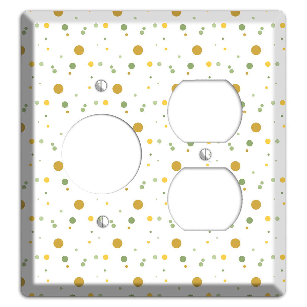 White with Multi Olive Tiny Dots Receptacle / Duplex Wallplate