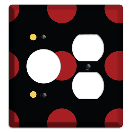 Black with Red and Yellow Multi Tiled Medium Dots Receptacle / Duplex Wallplate