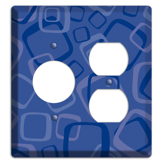 Multi Blue Random Retro Squares Receptacle / Duplex Wallplate