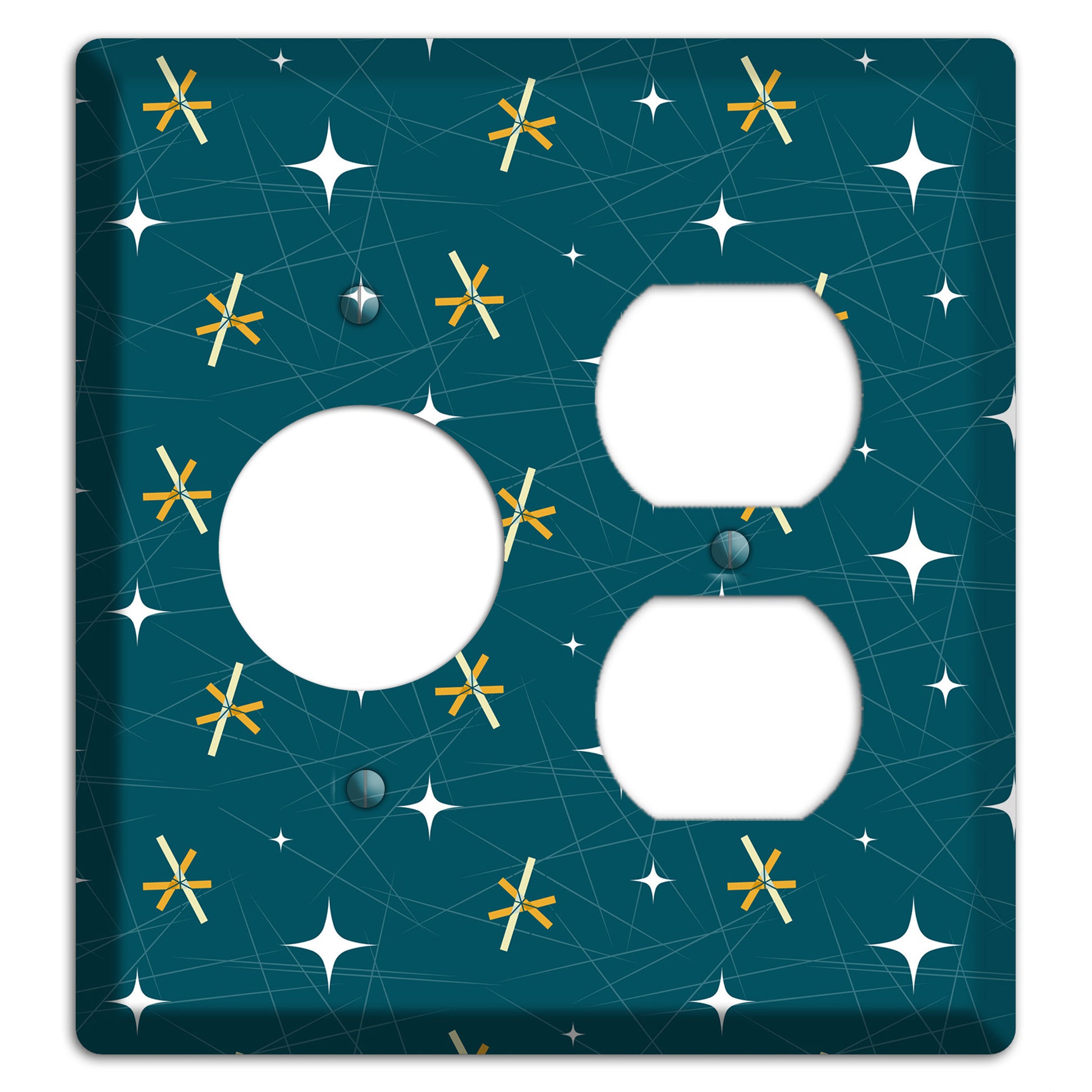 Navy Mid-Century Atomic Receptacle / Duplex Wallplate