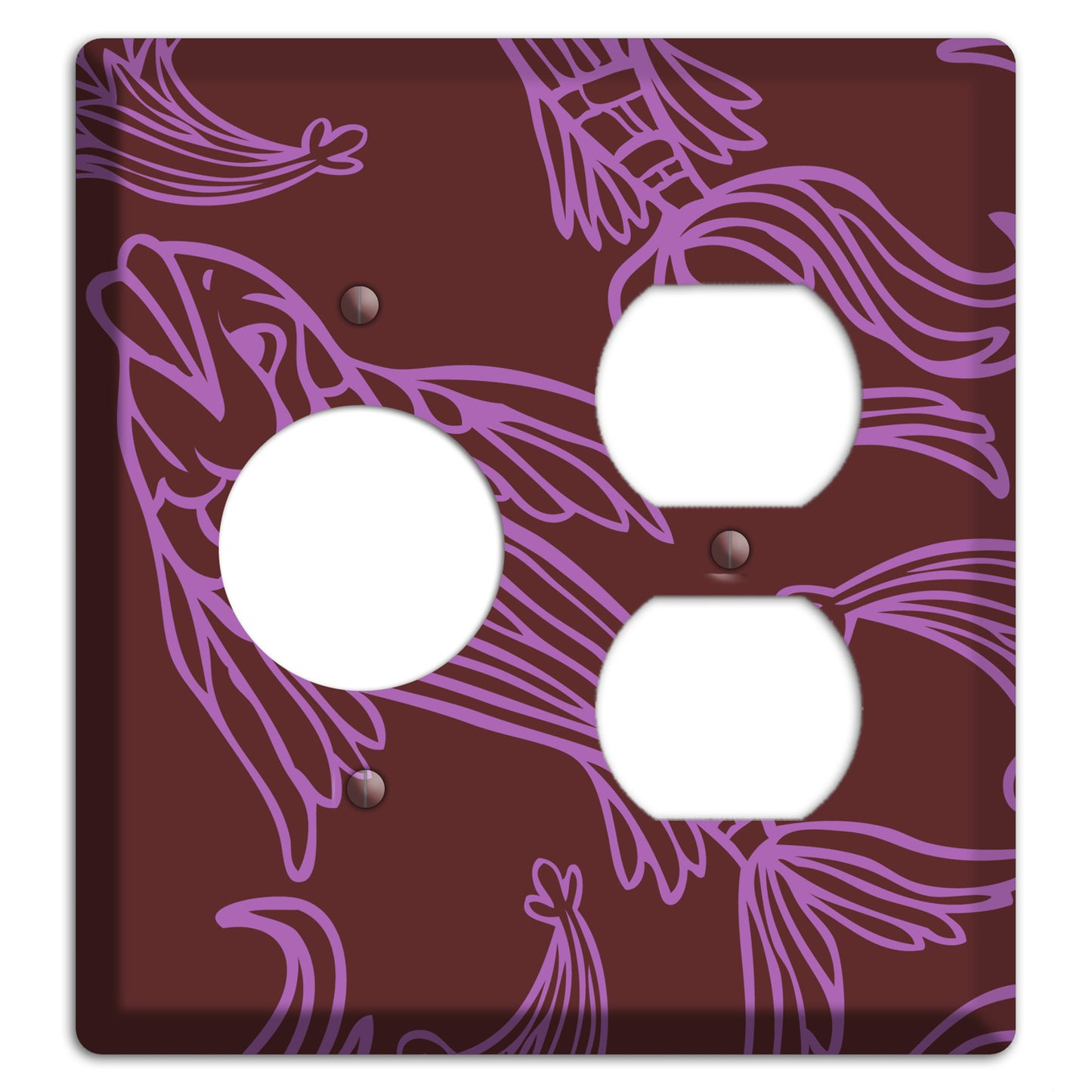 Purple and Pink Koi Receptacle / Duplex Wallplate