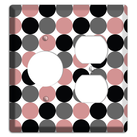 Grey Pink Black Tiled Dots Receptacle / Duplex Wallplate