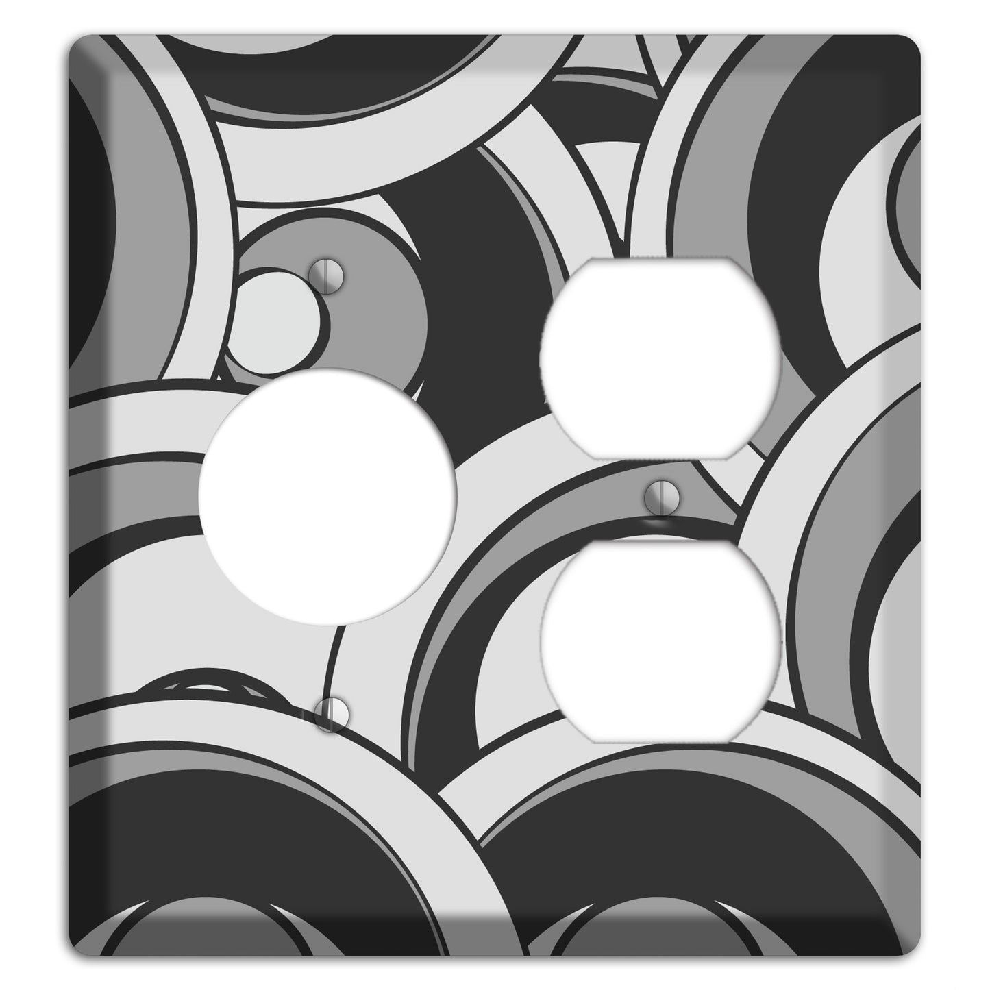 Black and Grey Deco Circles Receptacle / Duplex Wallplate