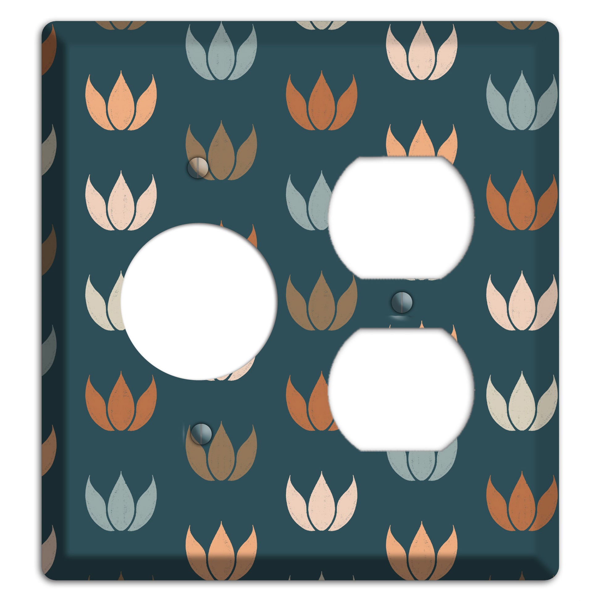 Teal Lotus Print Receptacle / Duplex Wallplate