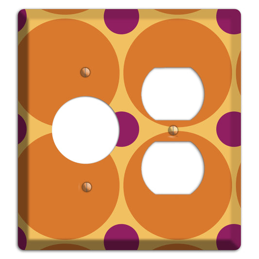 Orange with Umber and Plum Multi Tiled Large Dots Receptacle / Duplex Wallplate