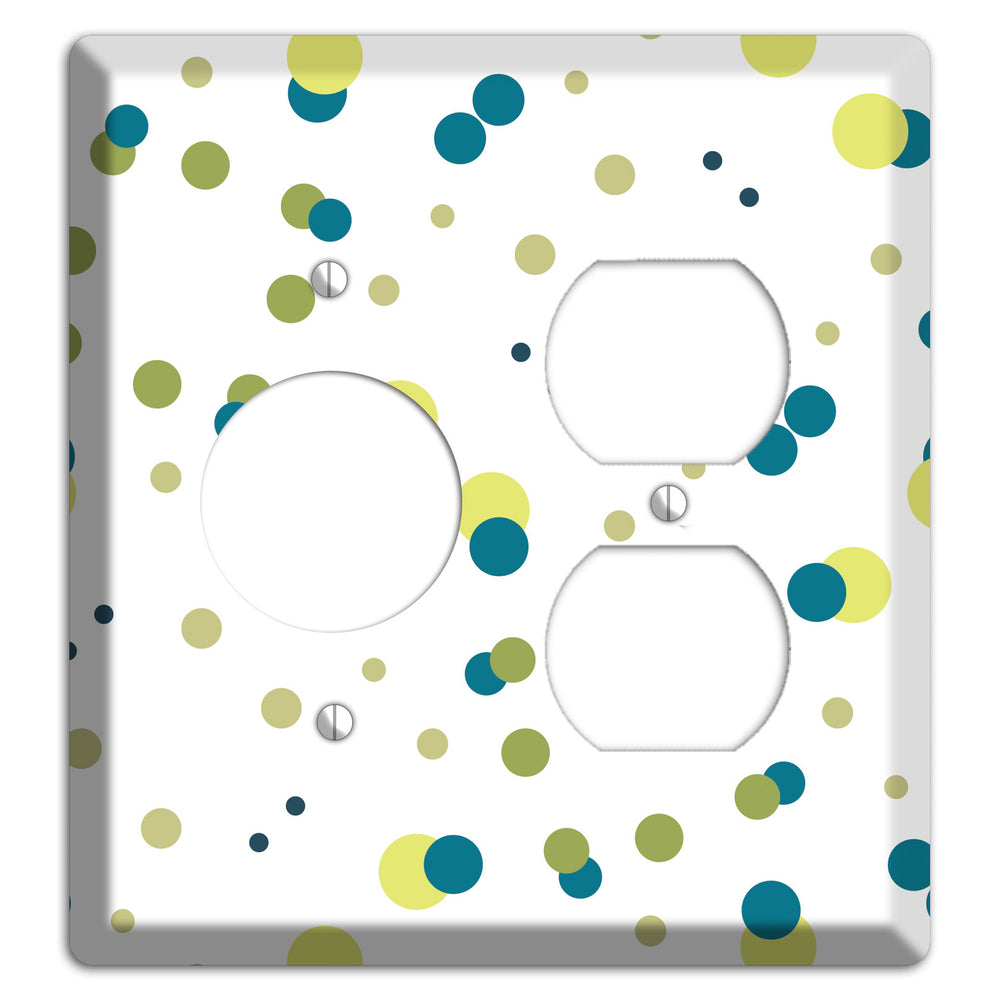 Multi Olive and Jade Small Dots Receptacle / Duplex Wallplate
