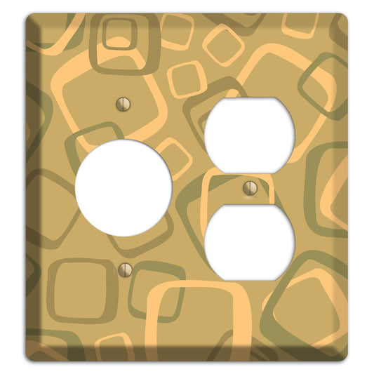 Multi Olive Random Retro Squares Receptacle / Duplex Wallplate