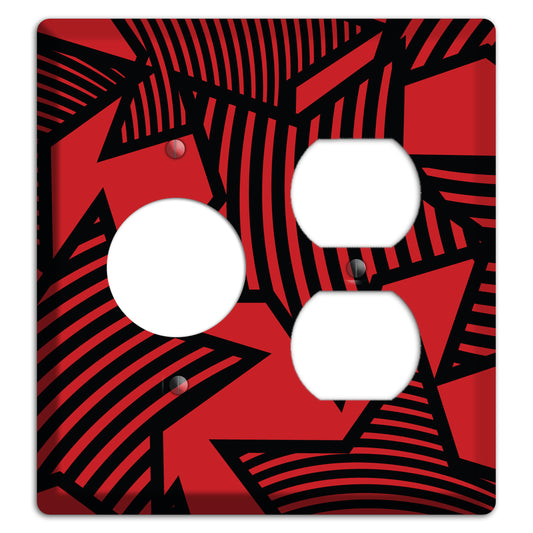 Red with Large Black Stars Receptacle / Duplex Wallplate