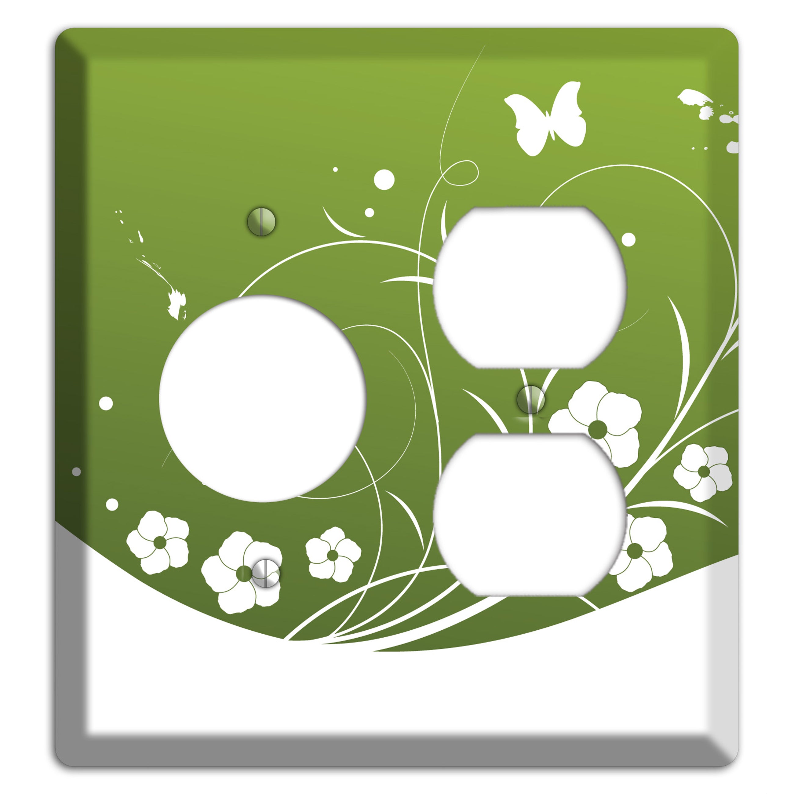 Green Floral Sprig Receptacle / Duplex Wallplate