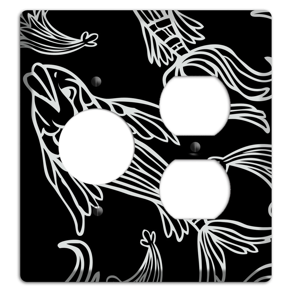 Black and White Koi Receptacle / Duplex Wallplate