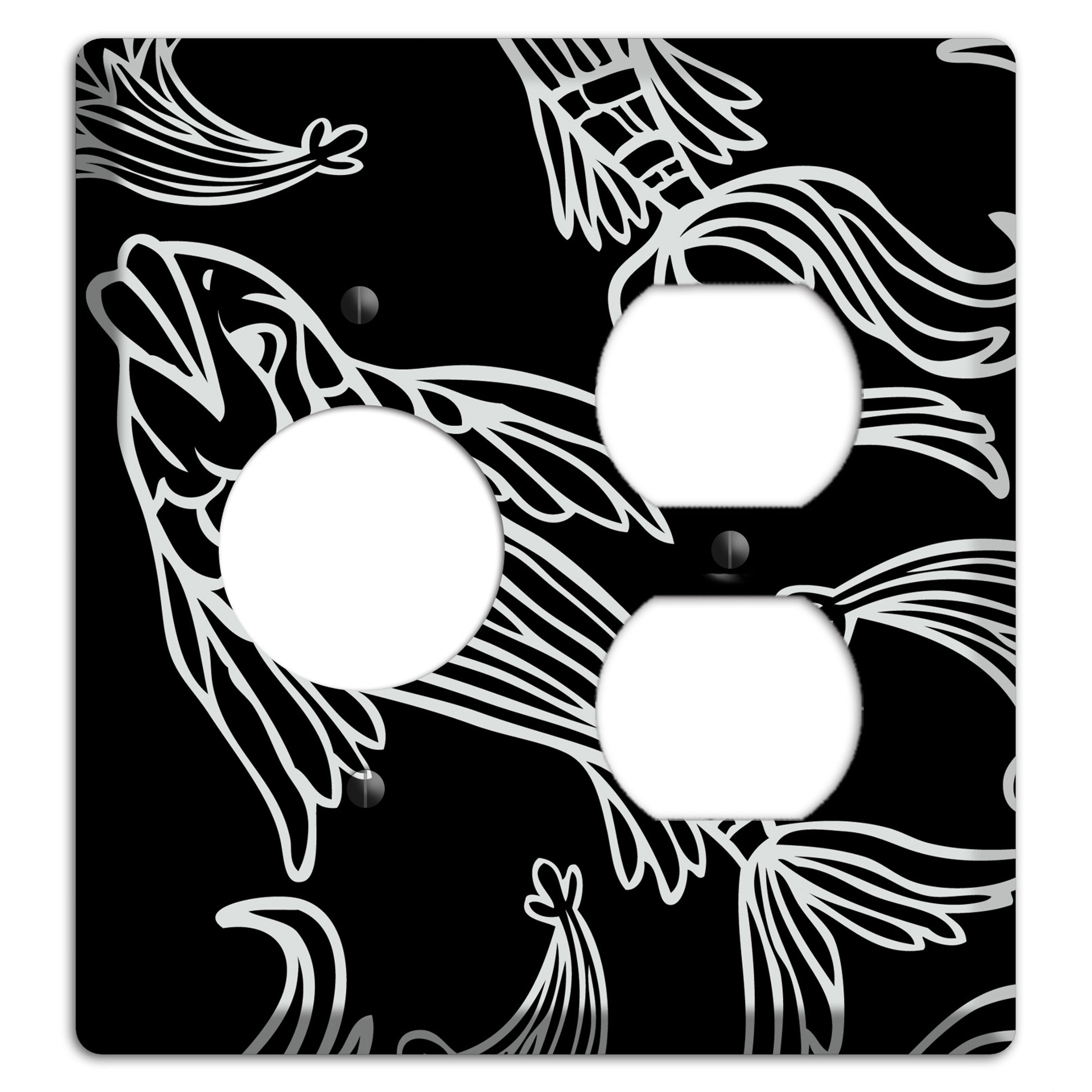 Black and White Koi Receptacle / Duplex Wallplate