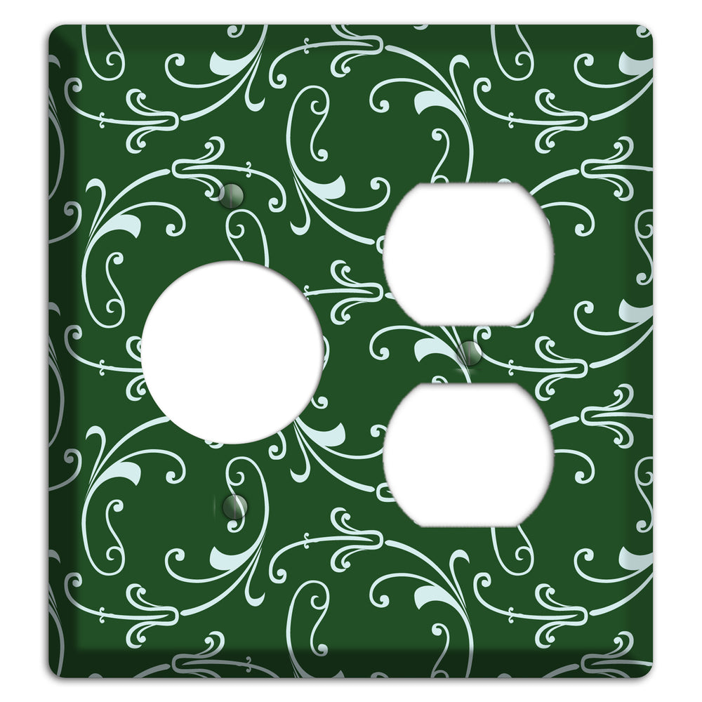 Green Victorian Sprig Receptacle / Duplex Wallplate