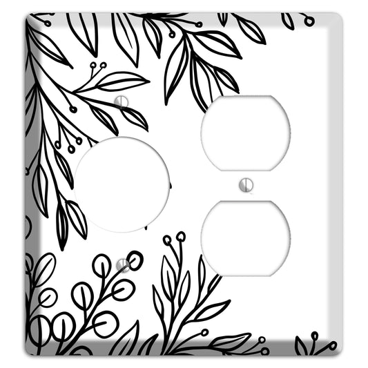 Hand-Drawn Floral 1 Receptacle / Duplex Wallplate
