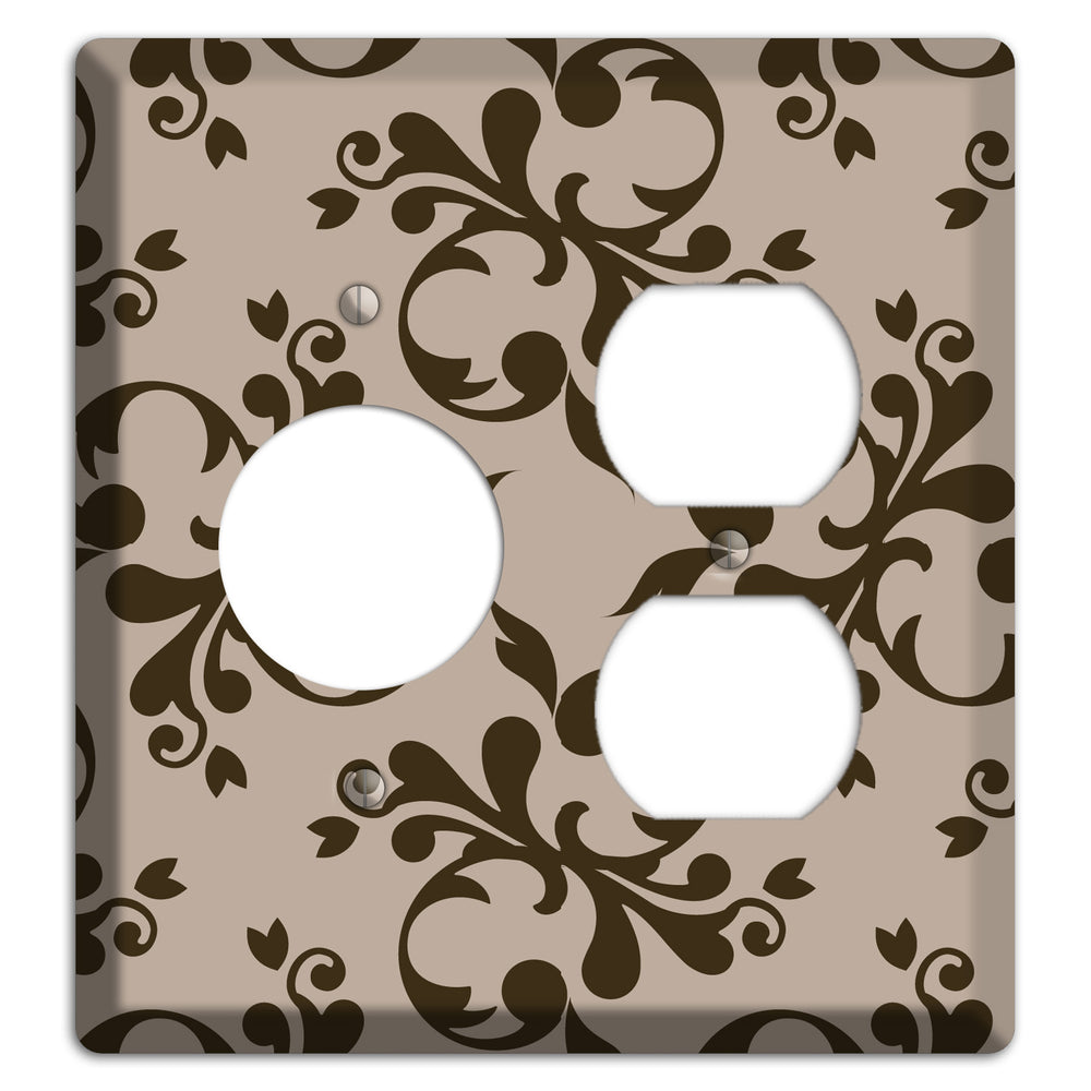 Beige Victorian Toile Receptacle / Duplex Wallplate
