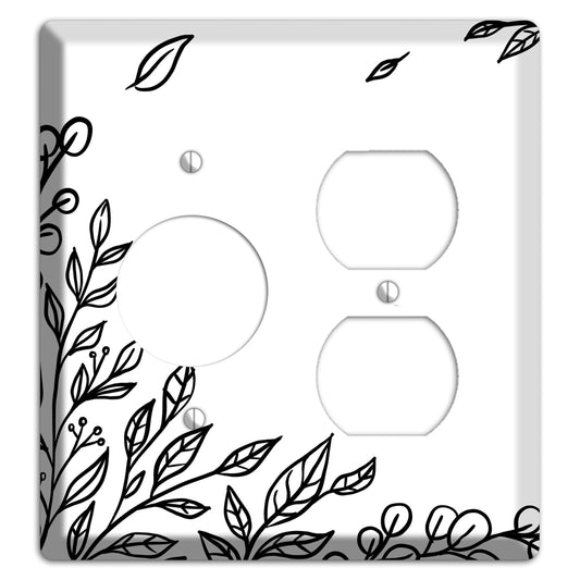 Hand-Drawn Floral 21 Receptacle / Duplex Wallplate
