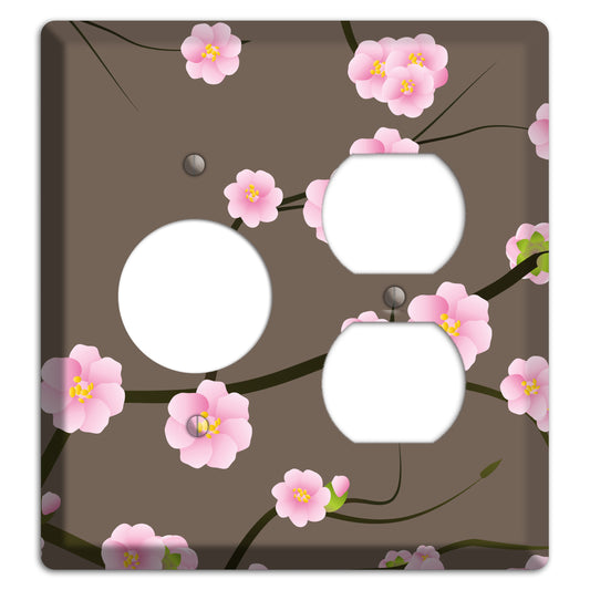 Pink and Brown Cherry Blossoms Receptacle / Duplex Wallplate