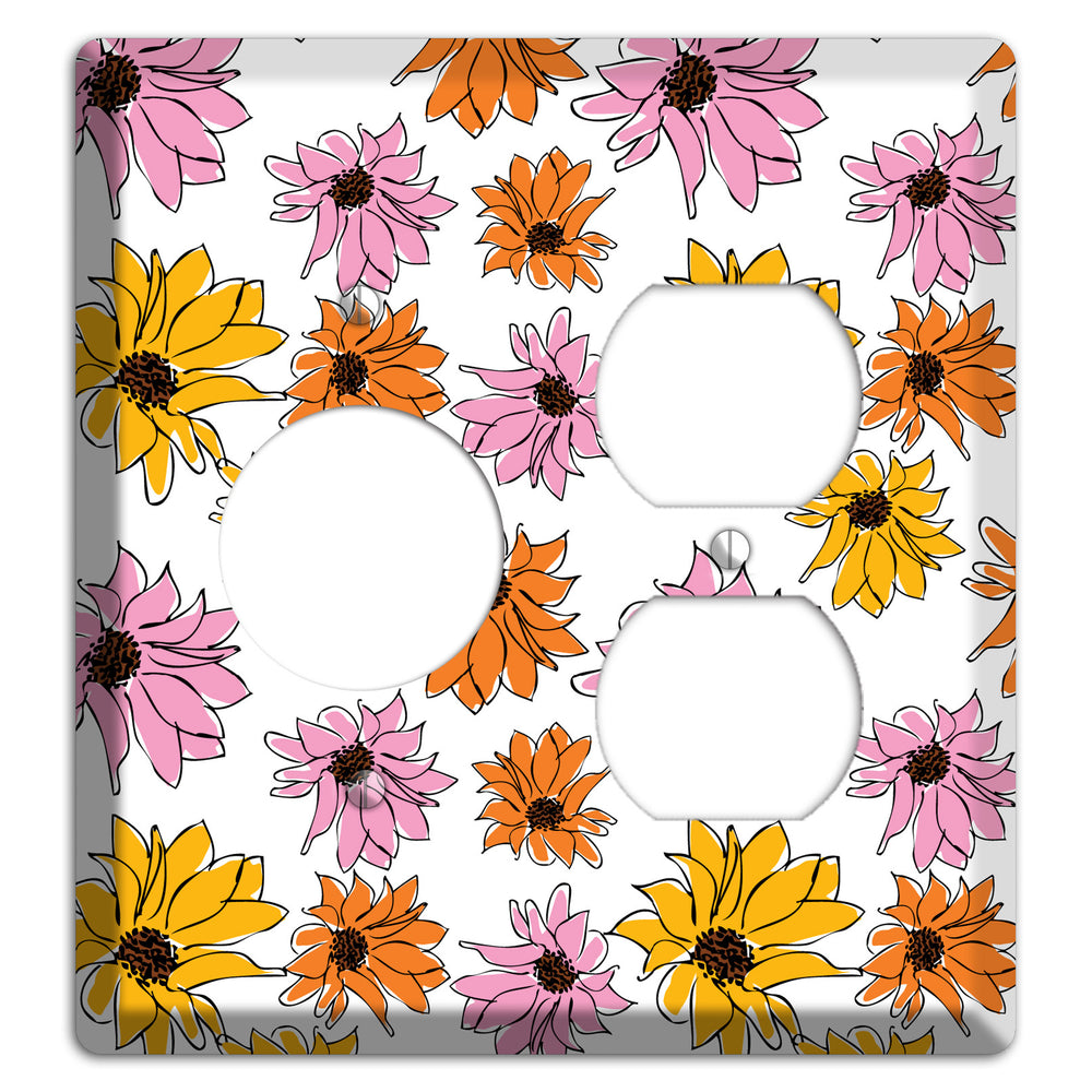 Pink Orange Yellow Flowers Receptacle / Duplex Wallplate