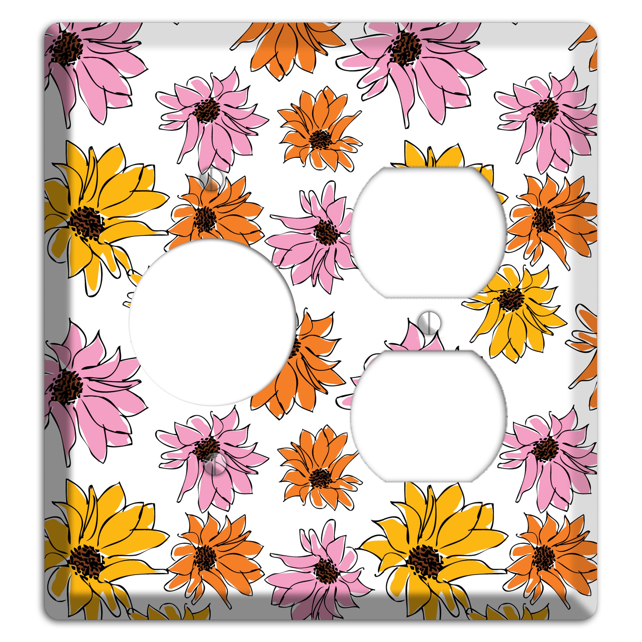 Pink Orange Yellow Flowers Receptacle / Duplex Wallplate