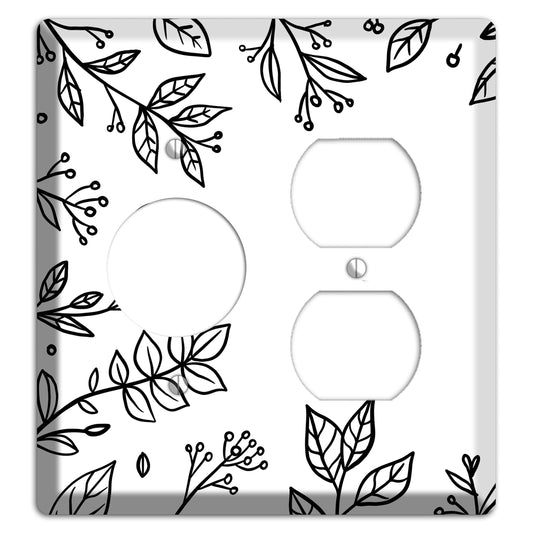 Hand-Drawn Floral 28 Receptacle / Duplex Wallplate