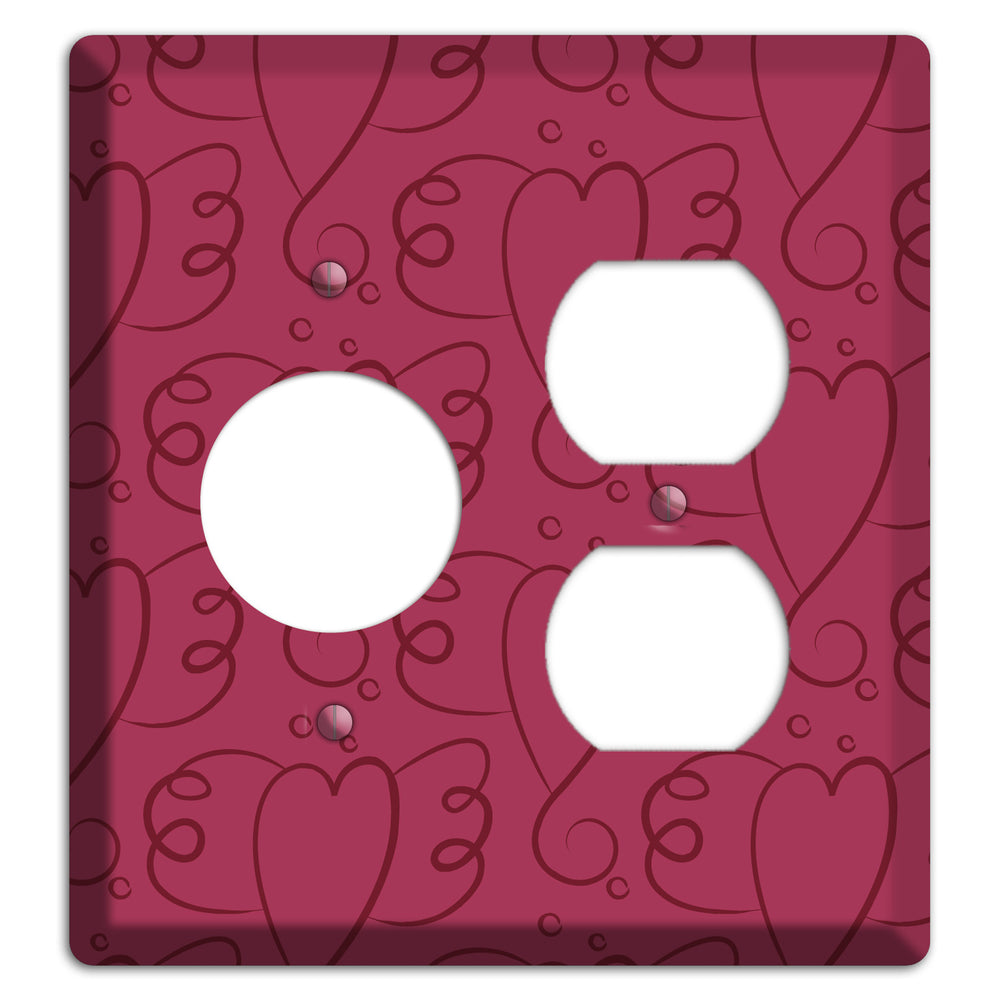 Fuschia Winged Hearts Receptacle / Duplex Wallplate